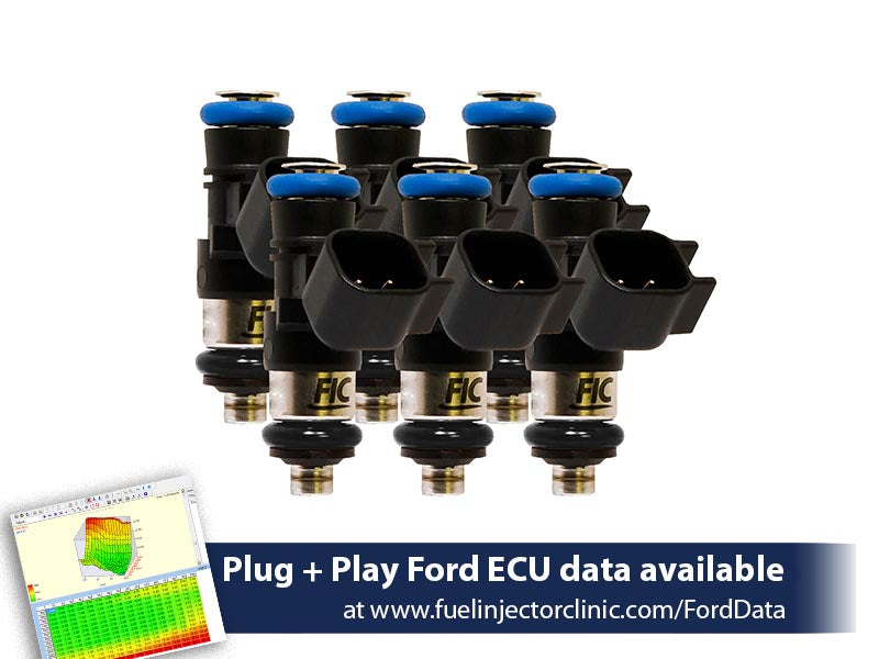 1000cc (85 lbs/hr at 43.5 PSI fuel pressure) FIC Fuel Injector Clinic Injector Set for Ford Mustang V6 (2011-2017) (is461-1000h)