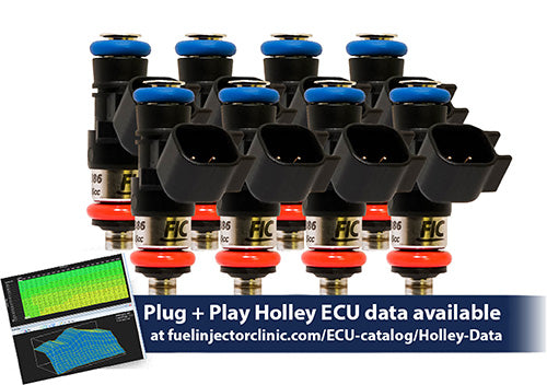 850cc (94 lbs/hr at OE 58 PSI fuel pressure) FIC Fuel Injector Clinic Injector Set for Holley GM composite intakes (High-Z) Previously 770cc (ish03-0850h)