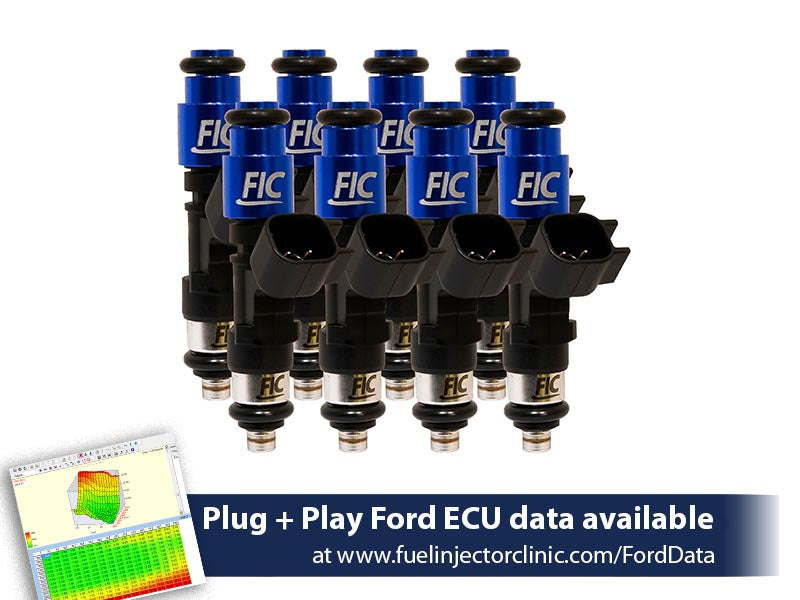 525cc (50 lbs/hr at 43.5 PSI fuel pressure) FIC Fuel Injector Clinic Injector Set for Mustang GT (2005+)/GT350 (2015-2016)/ Boss 302 (2012-2013)/Cobra (1999-2004) (High-Z) (is403-0525h)