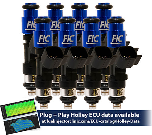 1400cc (160 lbs/hr at OE 58 PSI fuel pressure) FIC Fuel Injector Clinic Injector Set for Holley GM and FORD (High-Z) (ish01-1400h)