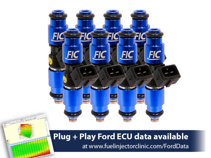 1200cc (110 lbs/hr at 43.5 PSI fuel pressure) FIC Fuel Injector Clinic Injector Set for Mustang GT (2005+)/GT350 (2015-2016)/ Boss 302 (2012-2013)/Cobra (1999-2004)(High-Z) (is403-1200h)