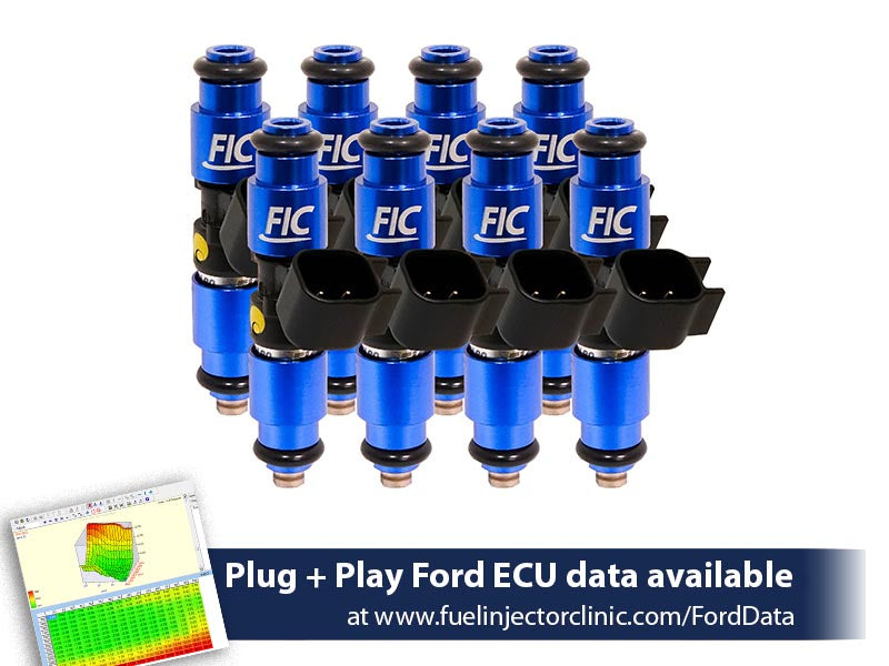 1440cc (140 lbs/hr at 43.5 PSI fuel pressure) FIC Fuel Injector Clinic Injector Set for Mustang GT (2005+)/GT350 (2015-2016)/ Boss 302 (2012-2013)/Cobra (1999-2004) (High-Z) (is403-1440h)