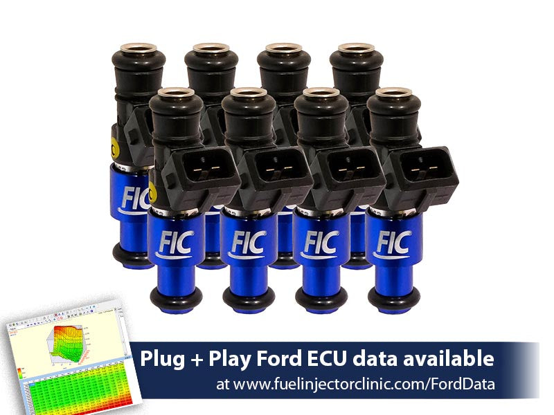 1200cc (110 lbs/hr at 43.5 PSI fuel pressure) FIC Fuel  Injector Clinic Injector Set for Ford Shelby GT500 (2007-2014)(High-Z) (is404-1200h)
