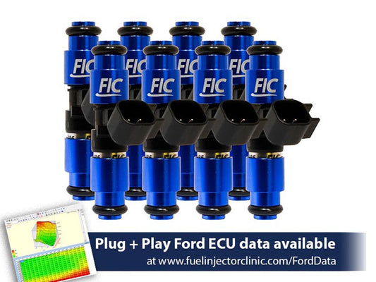 1200cc-D (110 lbs/hr at 43.5 PSI fuel pressure) FIC Fuel  Injector Clinic Injector Set for Mustang GT (2005+)/GT350 (2015-2016)/ Boss 302 (2012-2013)/Cobra (1999-2004)(High-Z) (is403-1200h-d)